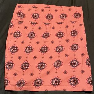 Aztec print on tan pencil skirt